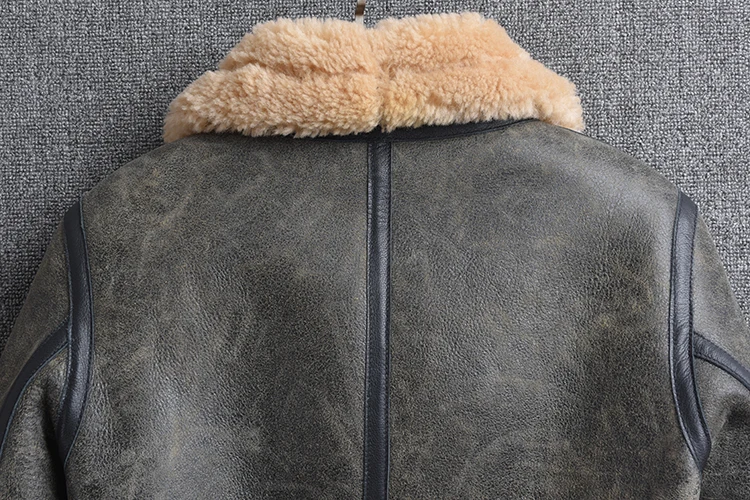 black sheepskin coat YR!Free shipping.2020 winter warm natural fur jacket,classic B3 shearling clothes,Man genuine leather coat.quality wool clothing black sheepskin coat