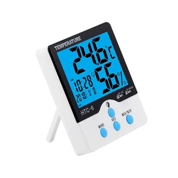 

Digital Thermometer Hygrometer Indoor Portable LCD Screen Backlight Calendar Alarm Clock Humidity Temperature Tester Tool Home