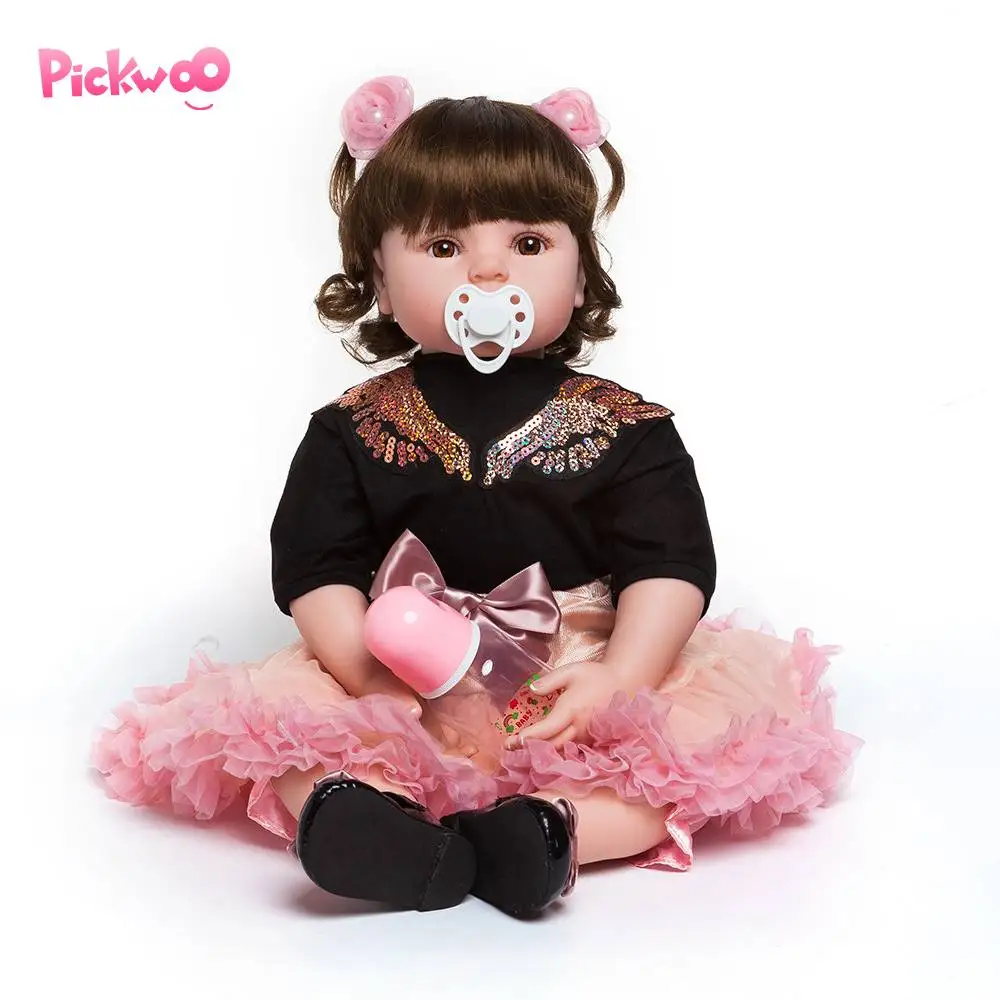 Pickwoo 18 дюймов 48 см bebes кукла реборн для маленьких девочек Мягкие силиконовые куклы