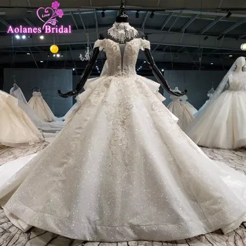 شراء2020 تصميم جديد فساتين الزفاف لبنان الفاخرة طوق سلسلة الحبيب الكرة ثوب فستان عروس المحرز في الصين Vestido Casamento Dia