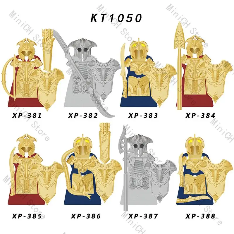 

8PCS/LOT Medieval Knight Elves Warrior Soldier Figures Building Blocks Accessories Armor Shield Weapon Toys For Children KT1050