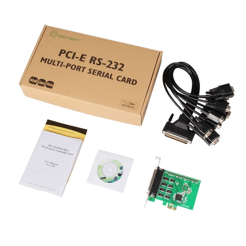 PCI-Express до 8 портов RS232 DB9 плата последовательного доступа с вентилятором из кабеля XR17V358 чипсет