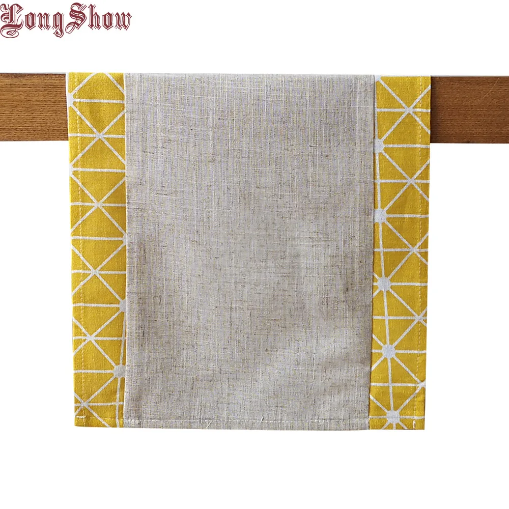 

Free Shipping Creative Elegant 33x145cm Yellow Board Cotton Linen Patchwork Burlap Table Runner