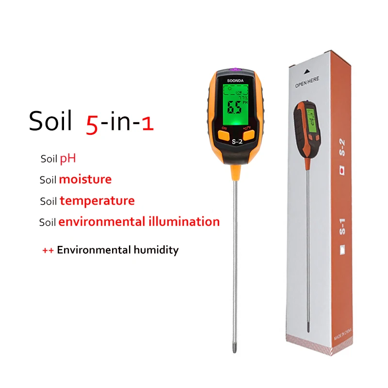 oscilloscope handheld Auto 5-in-1 Pot Soil Tester PH Analyzer Meter For Thermometer Moisture Acidity PH Humidity Fertility For Garden Plant Soil PH tailors tape measure Measurement & Analysis Tools