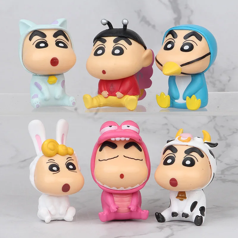 Фигурка из ПВХ в виде цветка Shinchan 6 шт. милая игрушка для косплея фигурка