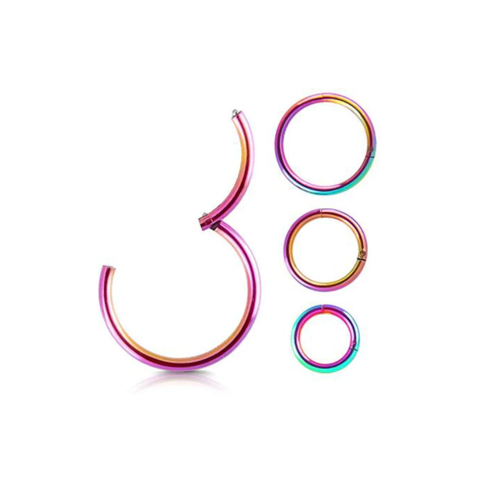 16g 18g Hinged Septum Clicker Segment Nose Ring Lip Ear Cartilage Ear Helix Body Piercing Jewelry Surgical Steel Ring Hoop