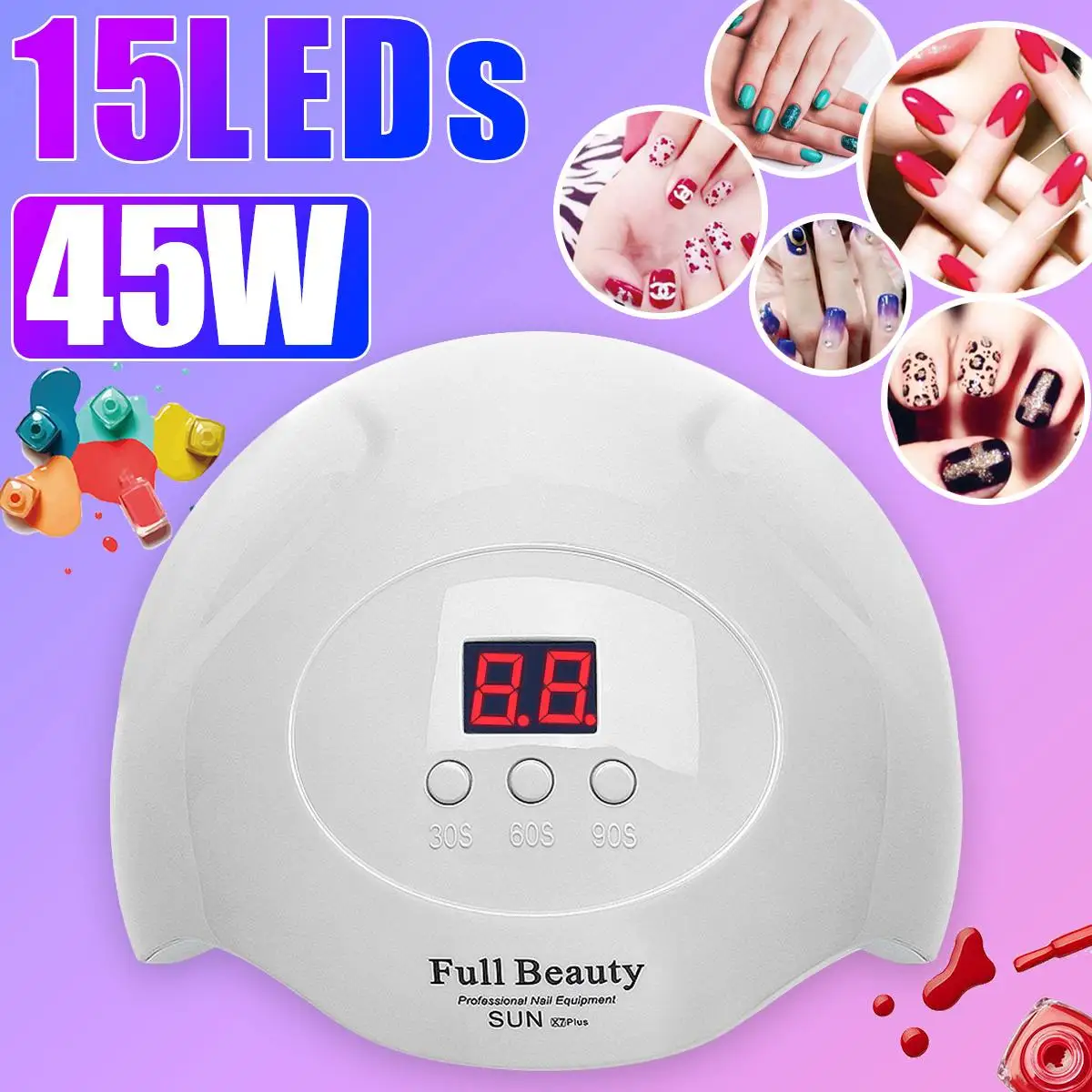 Nail Lamp 45W UV LED For Nails Dryer Manicure Gel Nail Lamp Fast Drying Gel Varnish Intelligent Infrared Sensor USB Charging