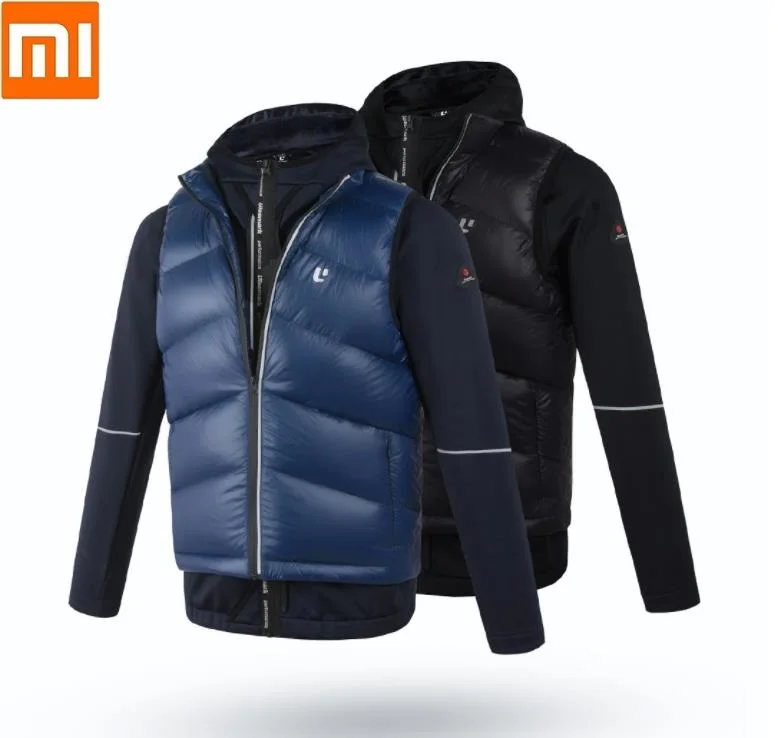  Xiaomi ULEEMARK men Down jacket vest 90% gray duck down Fleece liner coat Autumn Winter Casual Warm
