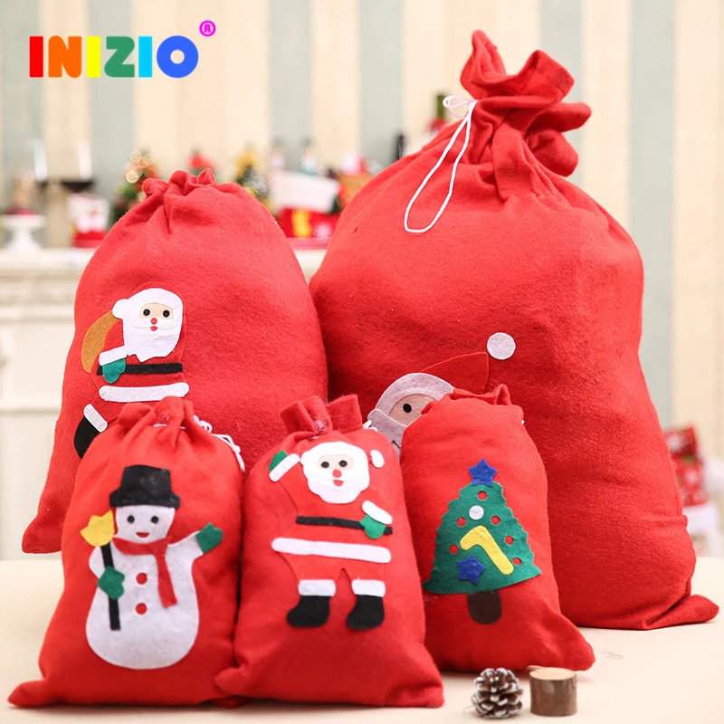 

New Year 2020 Children's Gift Bag Christmas Gift Bag Santa Snowman Christmas Tree Tote Bag Children's Non-woven Gift Bag