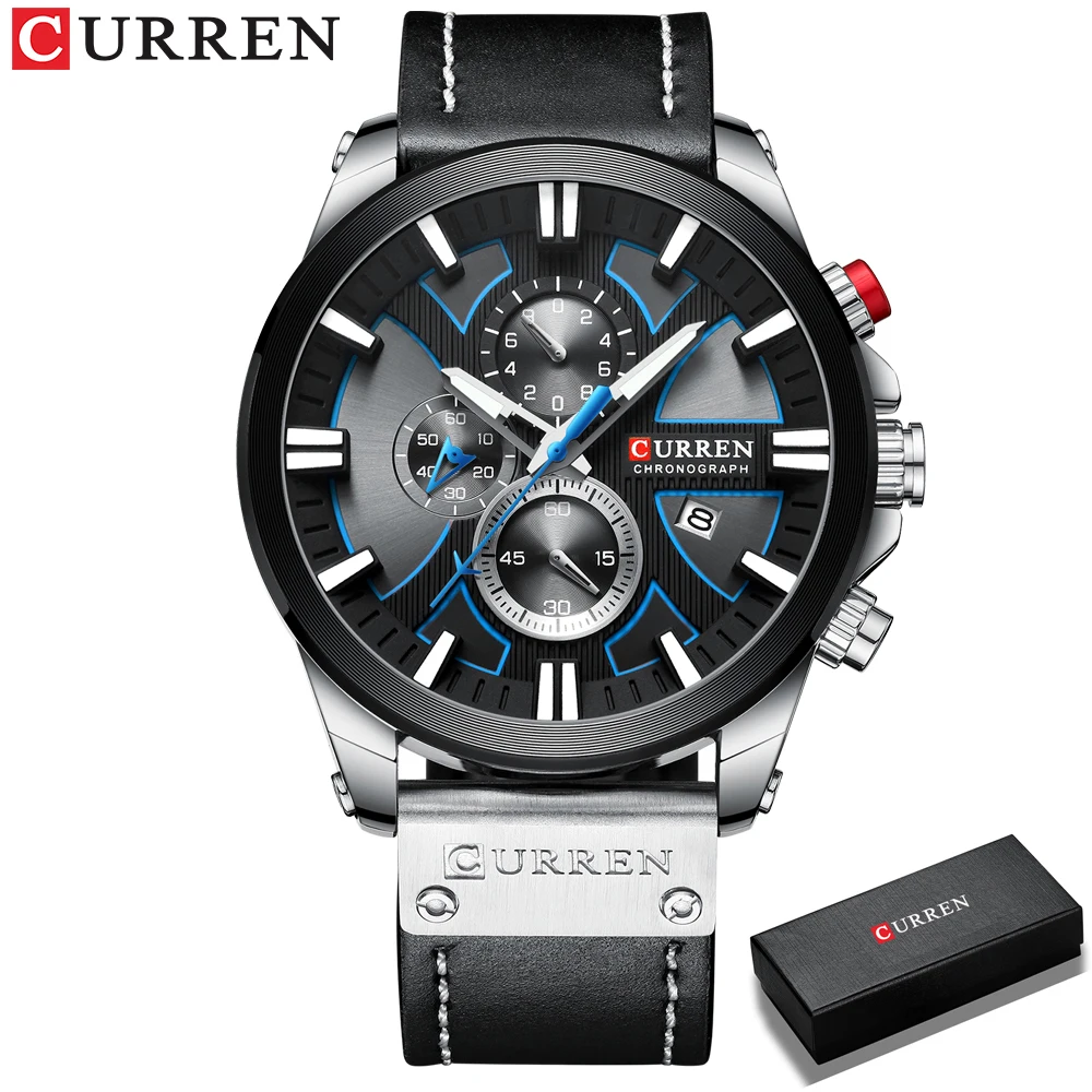 Curren Marca Cronógrafo Esportes Relógio Masculino Relógio de Quartzo Relógio de Couro Masculino Relógio Luminoso Calendário Relógio Relógio Masculino - Image 5