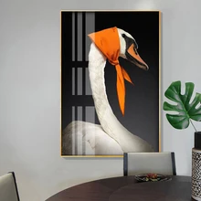 Лебедь носить головной платок холст настенные картины для гостиной животное холст живопись украшения дома модульный плакат и принты