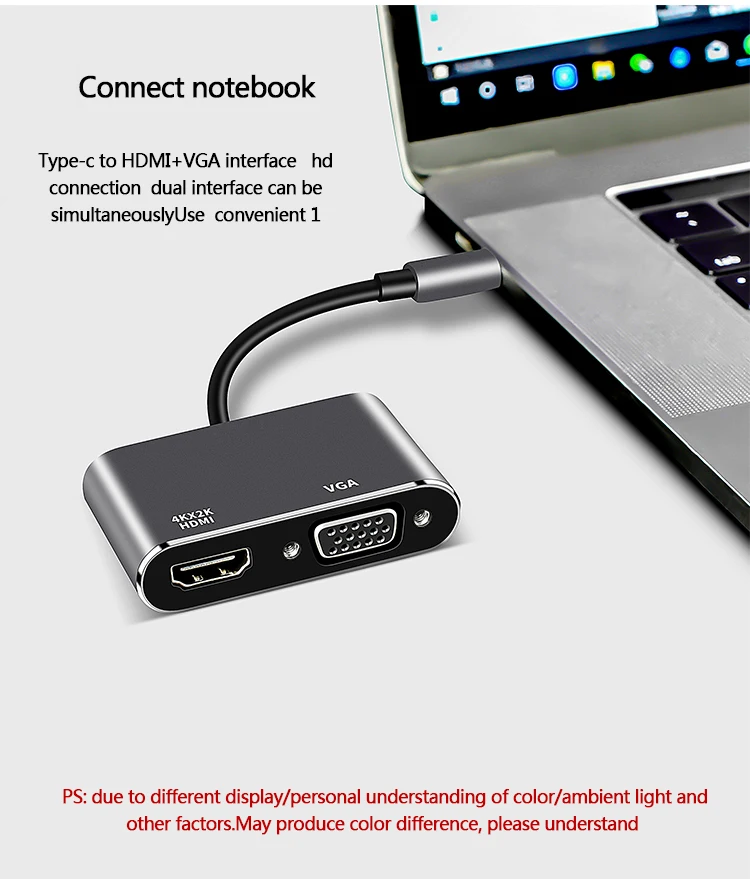 Type c to Hdmi hub adapter 4K VGA Adapter USB 3.1 USB C to VGA HDMI Video Converters Hub for Macbook Pro Samsung Galaxy Huawei