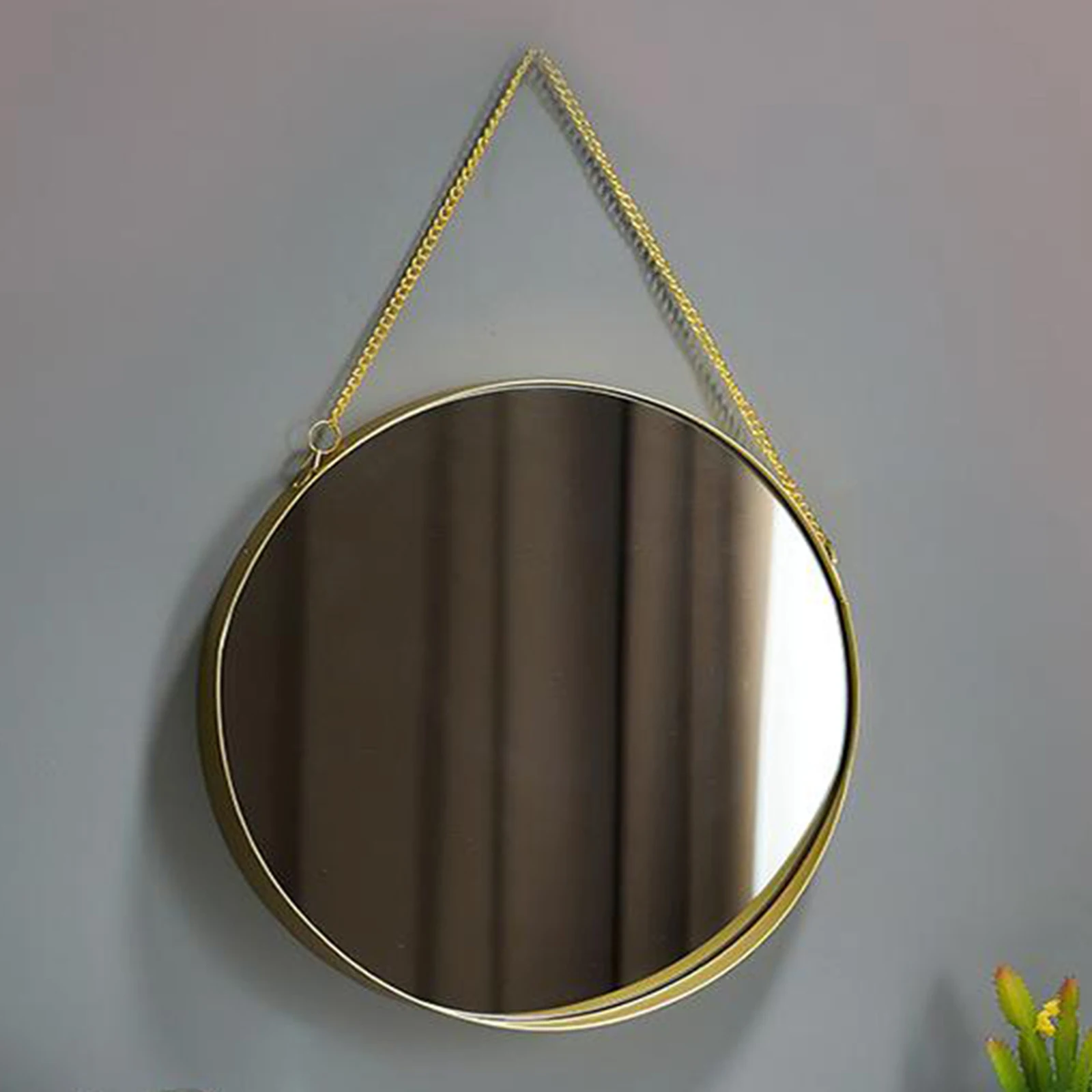 Nordic Round Wall Hanging Mirror Gold Dressing Table Makeup Mirrors Bathroom Bedroom Decoration