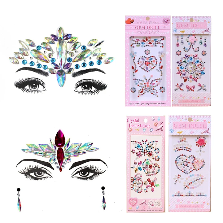 3  Colorful Rhinestones Crystal Face Jewelry Stickers For Mobile Phone Case Decor Wedding Birthday Masquerade Diy Jewelry Stickers