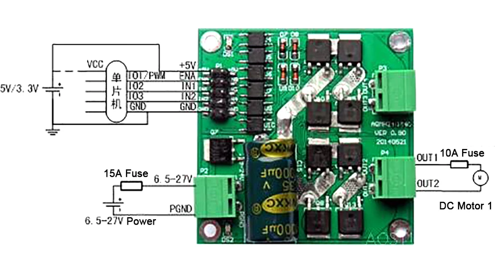 12v 24v 7a 160w, placa h-bridge l297
