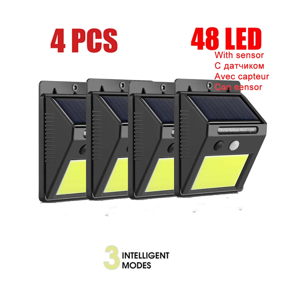 

1-4PCS LED Solar Power Wireless PIR Motion Sensor Wall Light LEDs Waterproof Outdoor Home Garden Street Yard Security lamp indoo