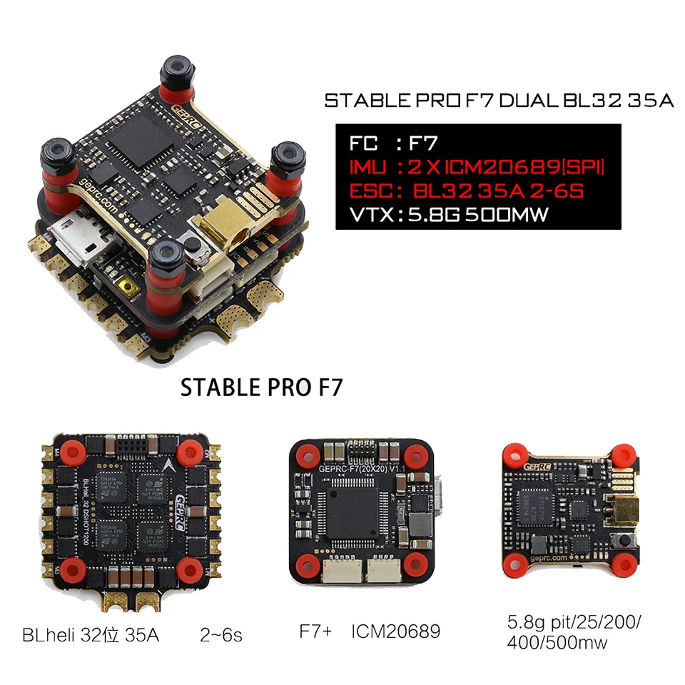 GEPRC стабильный Pro F7 DUAL BL 35A Flytower/стабильный V2 F4 Контроллер полета+ 35A/30A ESC+ 5,8G 500mW VTX для Дроны с камерой вид от первого лица