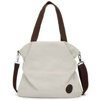 

Woman School Canvas Handbags Large Capacity Fashion Shoulder Bag Shopping Tote Messenger Solid Crossbody