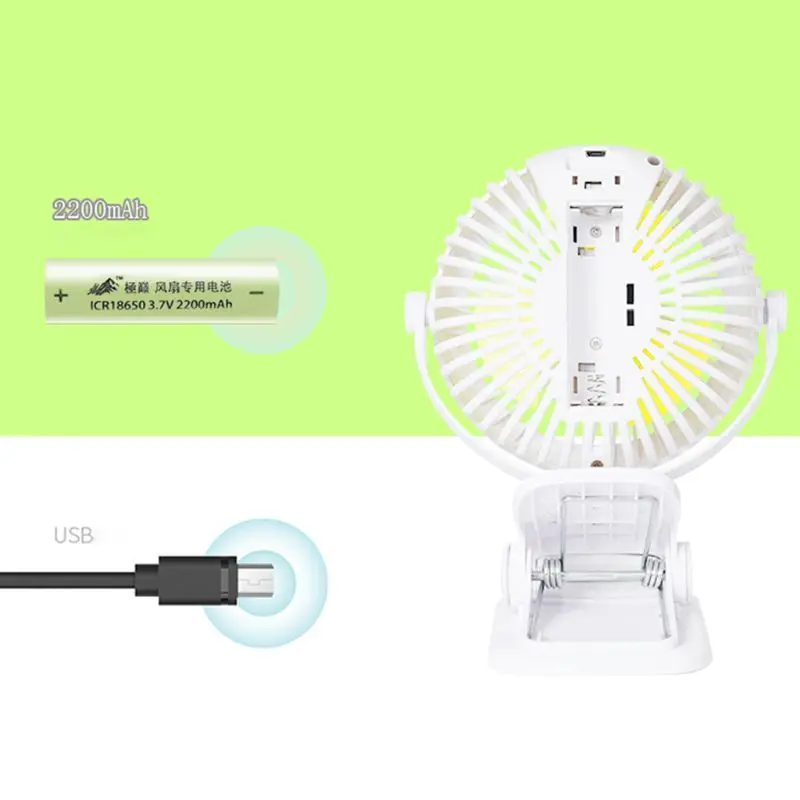 360 ° портативный Перезаряжаемый USB клип на вентилятор для детской коляски Коляска детская кроватка автомобиль путешествия Кемпинг Открытый Рабочий стол