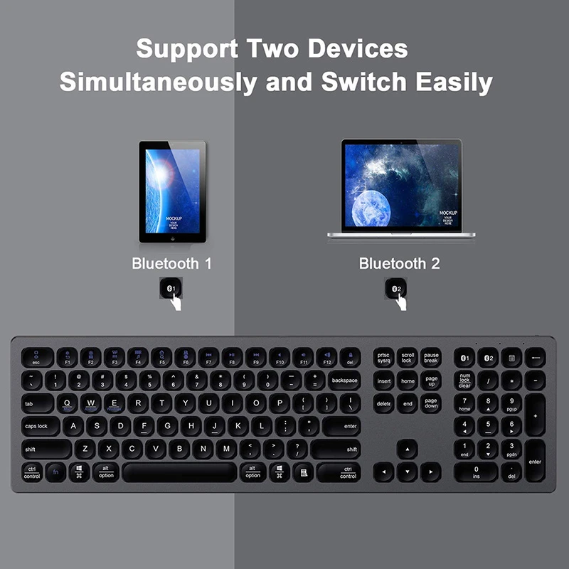 USB клавиатура SeenDa Аккумуляторная алюминиевая с поддержкой Bluetooth и Type C|Клавиатуры|