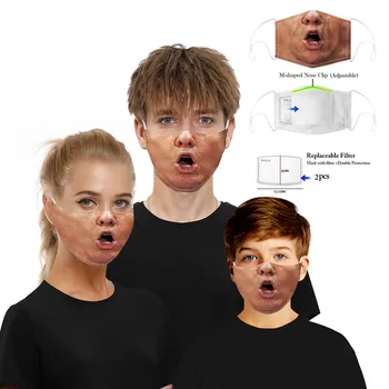 

Print Mouth Mask Washable Cotton PM2.5 Filter Mask Anti Dust Face Mask Reusable Mouth-muffle Proof Adult Mask with 2 Filter pads