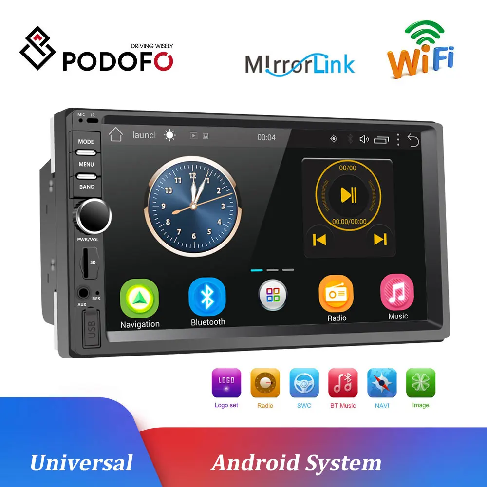 Podofo авто радио 2Din Android GPS навигация автомобильное 7 &quotHD Универсальный