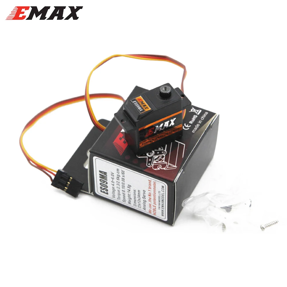 

2pcs/lot Emax ES09MA 4.8-6.0V Metal Analog Swash Servo Compatible With Futaba JR For 450 Helicopter Tail Airplane Toys