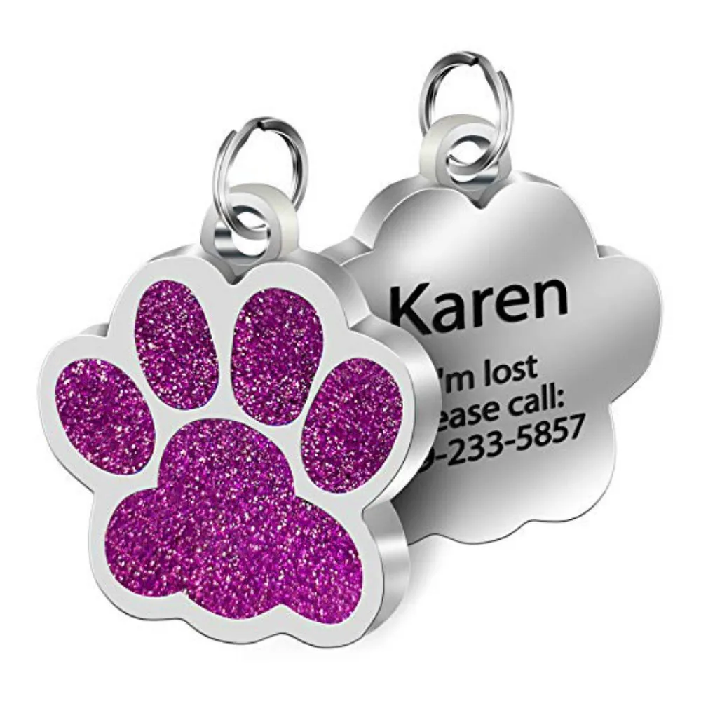 Buy Collar-Accessories Dog-Tag Engraved Puppy Paw Anti-Lost Stainless-Steel Personalized Cat aKwjMqy97nn