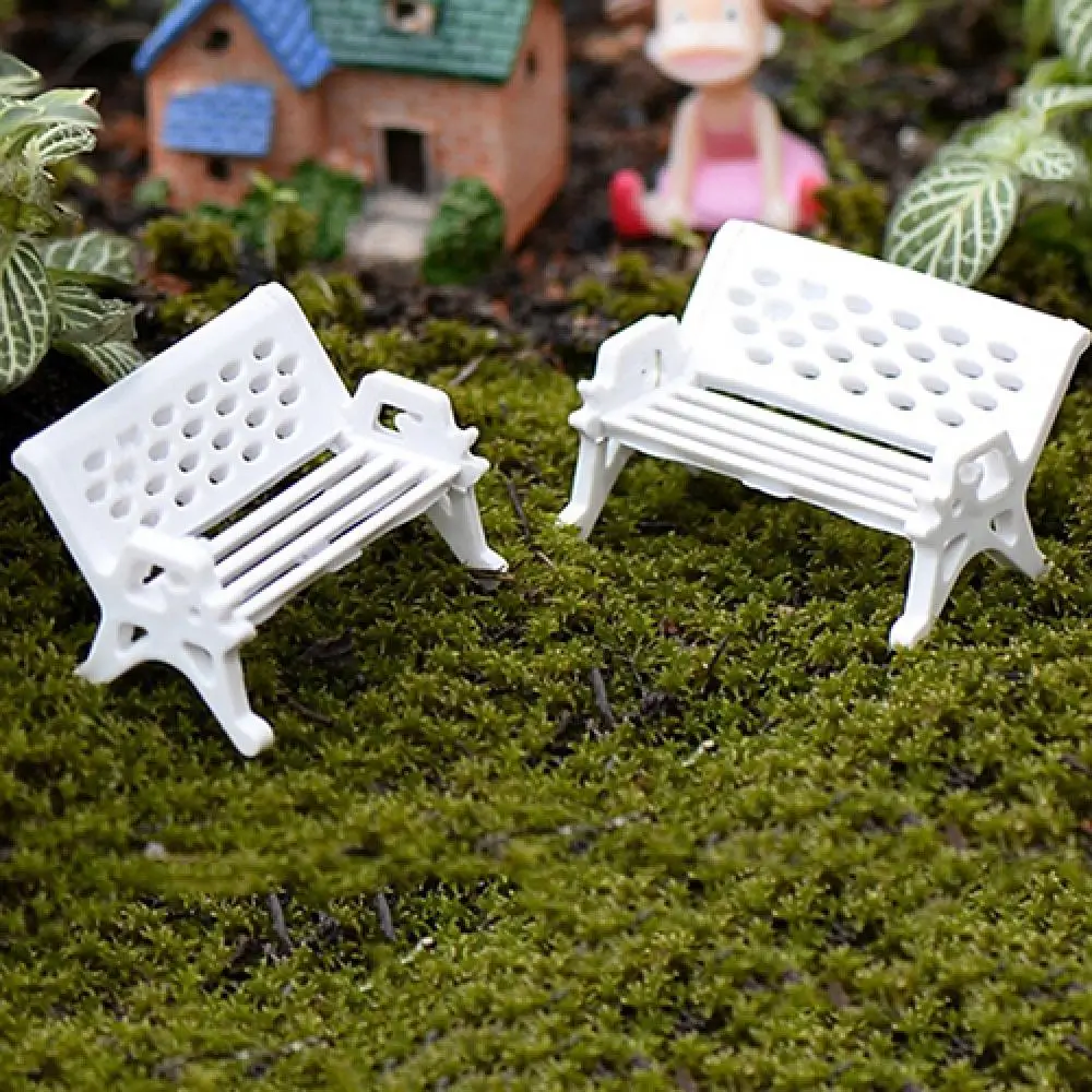 2 Pcs Bench Fairy Doll Chairs Terrarium Moss Decor Figurines Miniature Ornament Miniature Figurines Garden Miniatures Micro Landscape Accessories