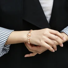 585 браслеты из розового золота Подвеска со стразами в виде цветка браслет для женщин 8 мм Браслет Свадебные украшения подарки Мода LCB37