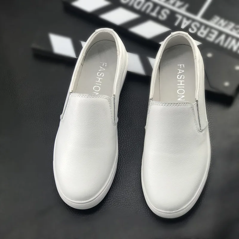 

[Full-grain Leather] White Shoes Women Flat Summer Korean-style Flat Casual Slip-on Lazy WOMEN'S Shoes