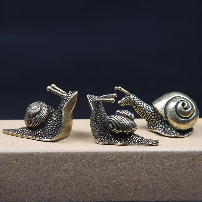 Collectable Antique Brass Mini Snail Statue Ornaments Home Décor Free Shipping 