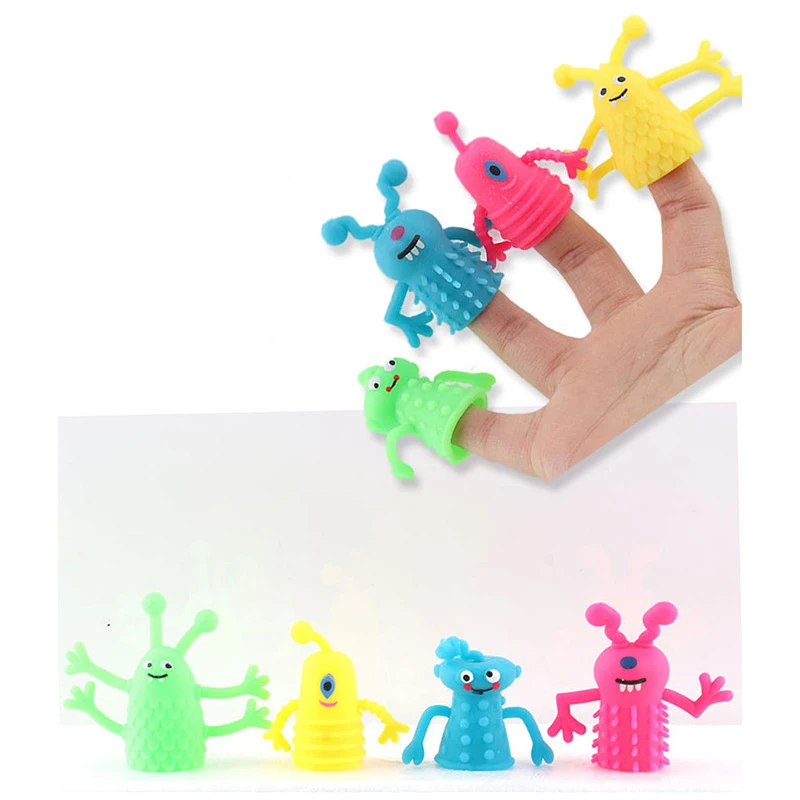 Colourful TPR Plastic Cute Mini Animal Monster Finger Dolls 4Pcs/Set Children Finger Puppet Toys Parents Storytelling Props animal finger puppet