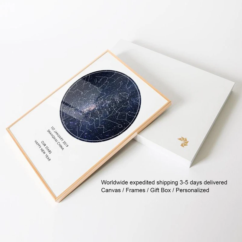 The Night Sky On A Certain Date Free Our First Date Gift Night Sky Print Framed Custom Star Map By Date  Constellation Personalized Canvas Poster Couples Gift For Her - Painting &  Calligraphy - Aliexpress