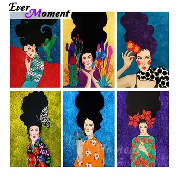 

Ever Moment Diamond Painting Long Hair Woman Colorful Art Resin Full Square Drill Household Embroidery Home Decoration 3F2401