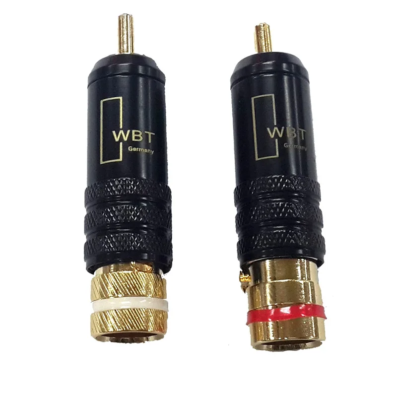 Vergulde Koperen Rca Plug Duurzaam Rca Connector Schroeven Solderen Locking Audio Video Wbt Plug 53Mm * 13Mm Nieuw