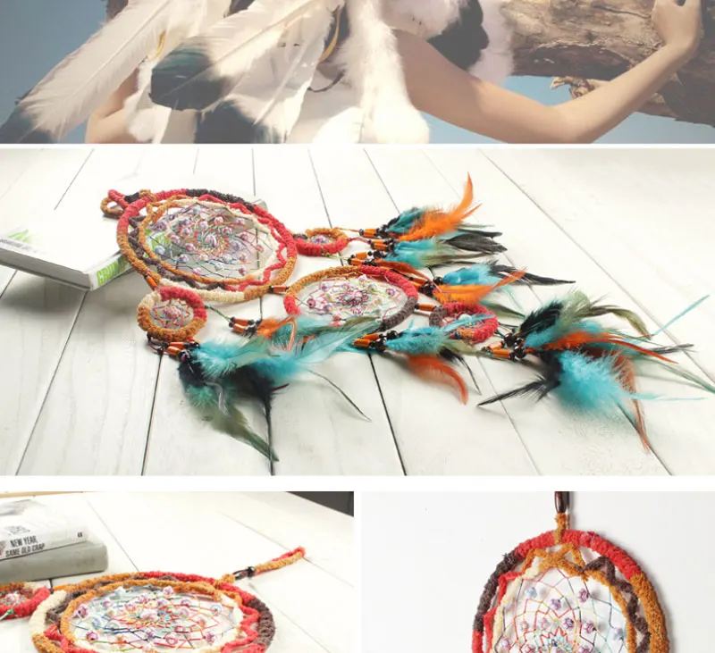 Colorful 5 ring dream catcher creative home decorations XR016
