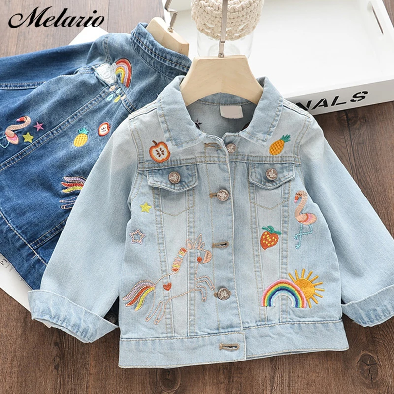 

New Cartoon Girl Denim Jacket Coat Embroidery Casual Children's Spring Autumn Coat Kids Jacket Baby Coat Girl's Baby Jacket