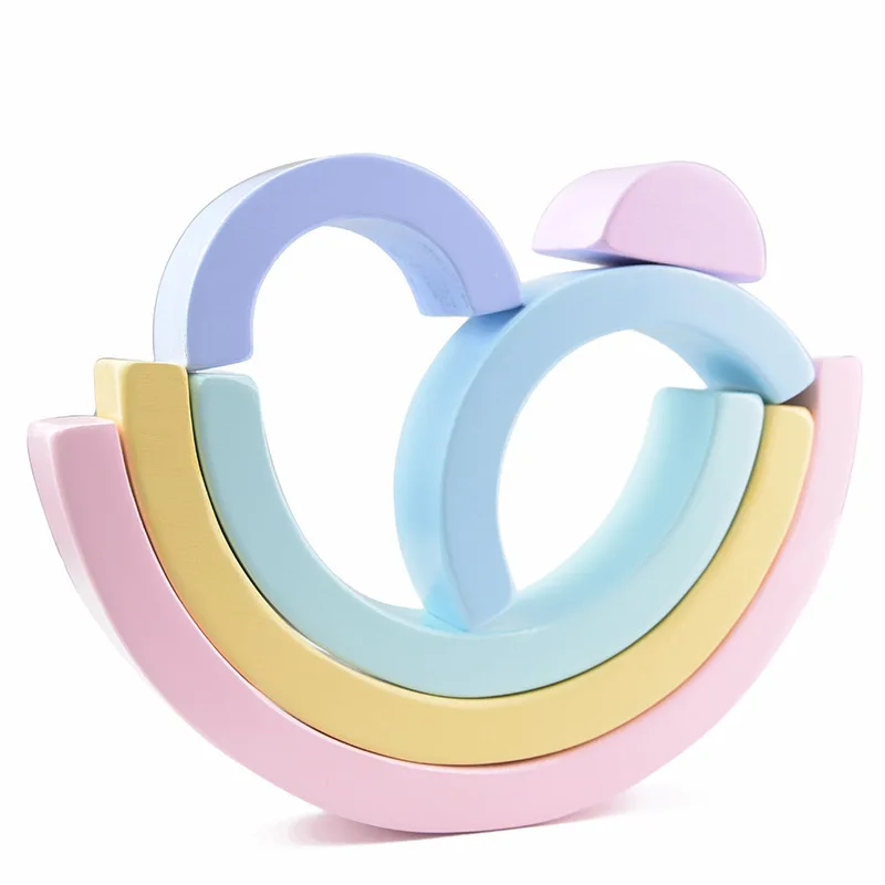 

Montessori Educational Five-color Arch Bridge Rainbow Building Blocks Young Children'S Educational Early Childhood Jenga Wooden