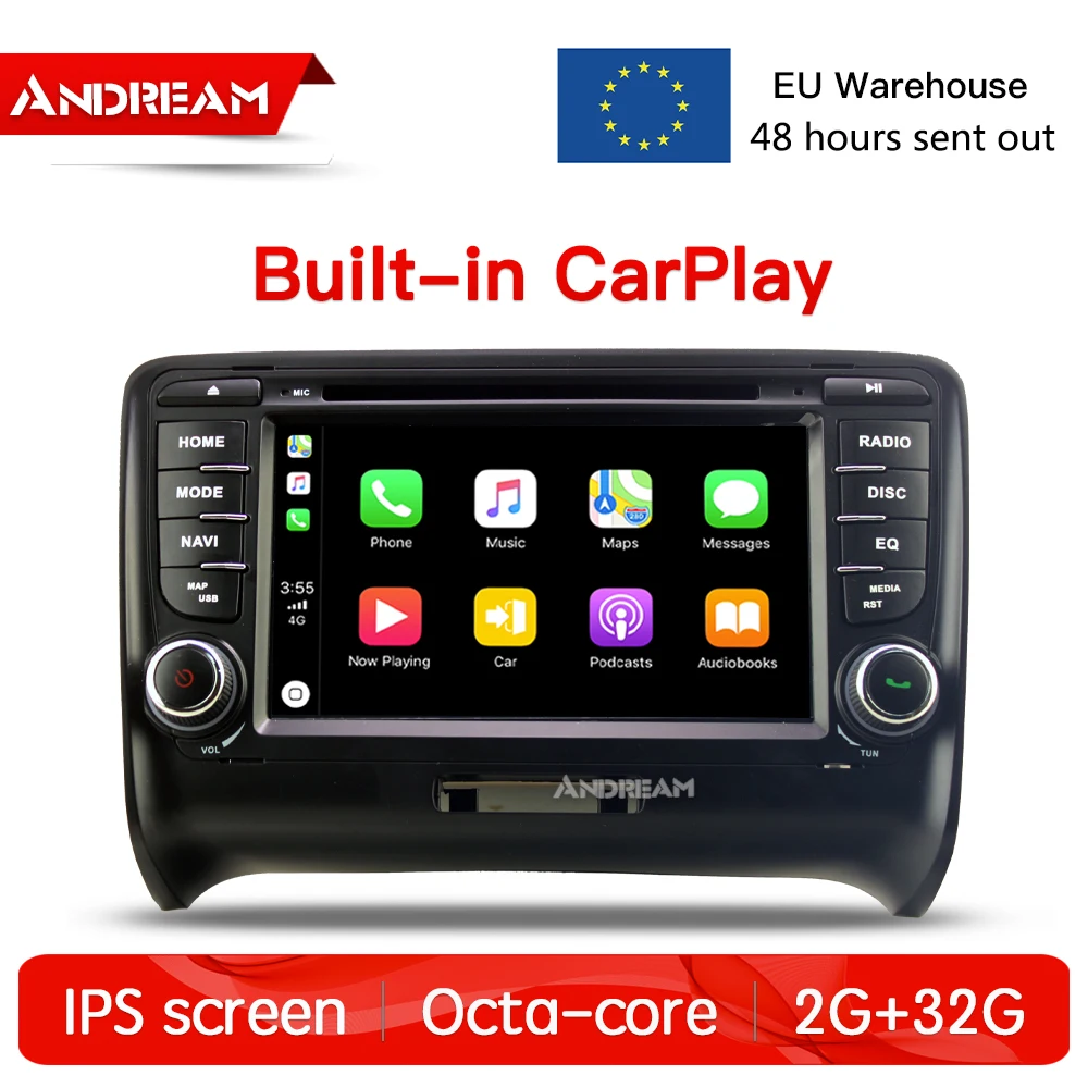 Android 8,1 Восьмиядерный carplay 7 дюймов Автомобильный dvd-плеер мультимедиа для Audi TT 2006-2013 Wifi gps навигация головное устройство радио