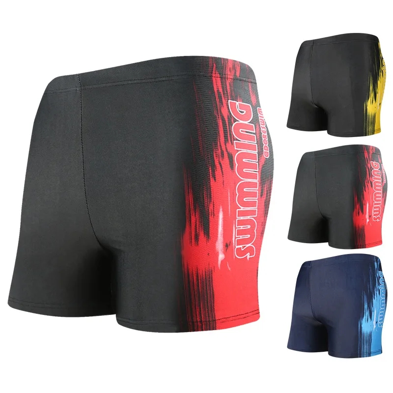 

Swimming Trunks Men's Korean-style Fashion Printed Industry Swimming Training Quick-Dry Racing Large Size Shorts Yk201802