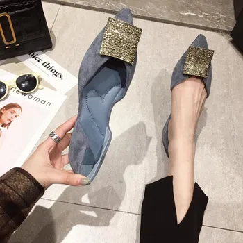 

Zapatos De Mujer Shoes Woman Pointed Toe Female Shoes Spring Shallow Shoes Rhinestone Flat Shoes Women Slip On Single Shoes