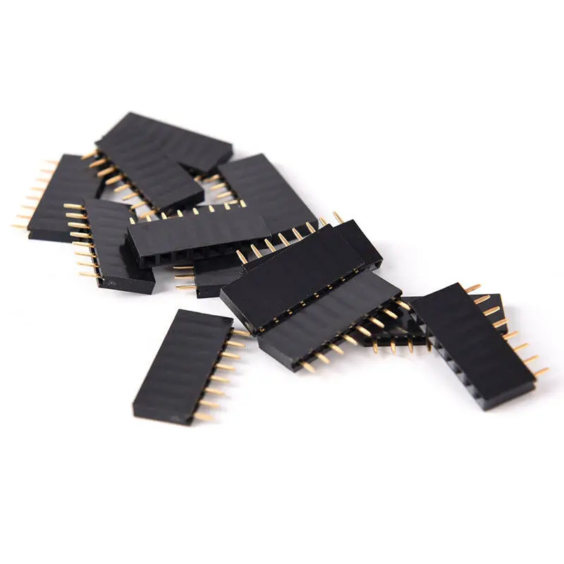 10pcs/lot Pin Header 8 pin 2.54MM 11MM Long Needle Female Pin Header Strip Stackable Header Connector 8pin