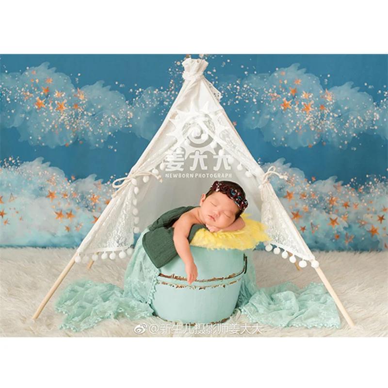 

Newborn Photography Props for Girls Vintage Lace Tent Accessoire Bebe Shooting Photo Studio Baby Props Months Posing Tent Basket