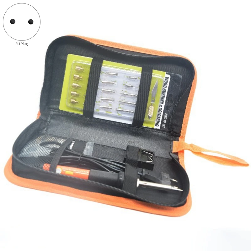 

37 in 1 Brand Tool Kit Wood Burning Kit Soldering Iron 60W Adjustable Temperature Circuit Board Branding Tool EU Plug