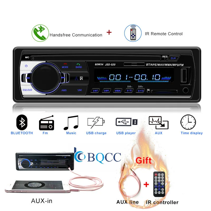 Автомагнитола Bluetooth FM Stero USB SD AUX аудио плеер Автомобильная электроника сабвуфер In