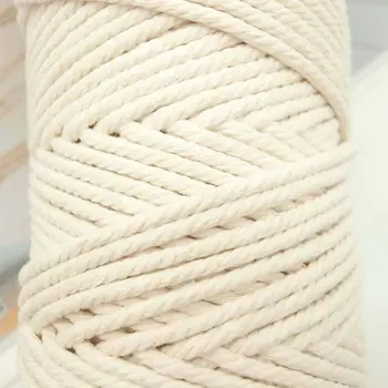 

4mm Macrame Rope 4 Strand Twisted String Cotton Cord DIY Handmade Wall Hanging