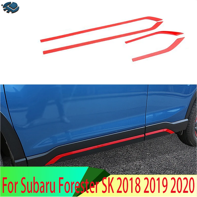 

For Subaru Forester SK 2018 2019 2020 Red Side Door Line Garnish Body Trim Accent Molding Cover Bezel Styling Protector