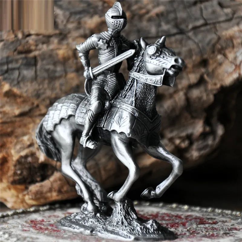 I 9X10cm Европейский классический средневековье солдат Mercenary Художественная Скульптура воин фигурка из сплава ремесла украшение дома аксессуары R3762 - Цвет: I 9X10cm