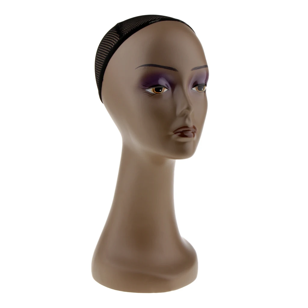 2x Hair Wigs Making Jewelry Display Head Female Mannequin Head Black Women Manikin Model W/ Cap